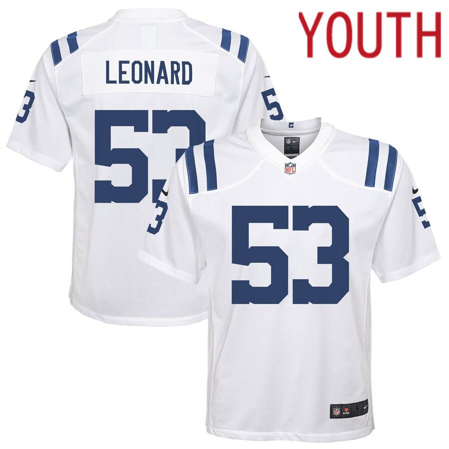 Youth Indianapolis Colts #53 Darius Leonard Nike White Game NFL Jersey->youth nfl jersey->Youth Jersey